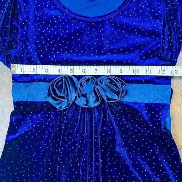 Speechless Girls’s Blue Long Sleeve Rose Dress 10 - Picture 6 of 9